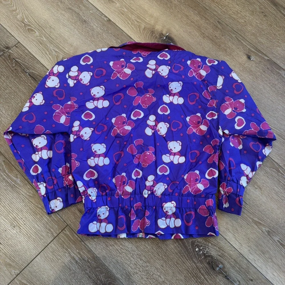 Vintage Windbreaker‎ Jacket Youth 6 Girls Retro 90s Hearts Teddy Bears Kidcore